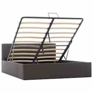 vidaXL Bedframe met opslag hydraulisch kunstleer grijs 140x200 cm