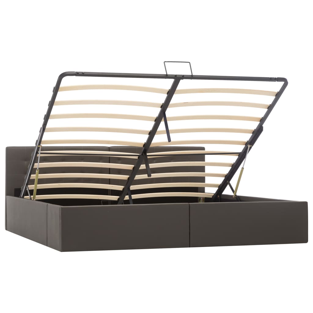 vidaXL Rám postele s úložným prostorem šedý umělá kůže 180 x 200 cm
