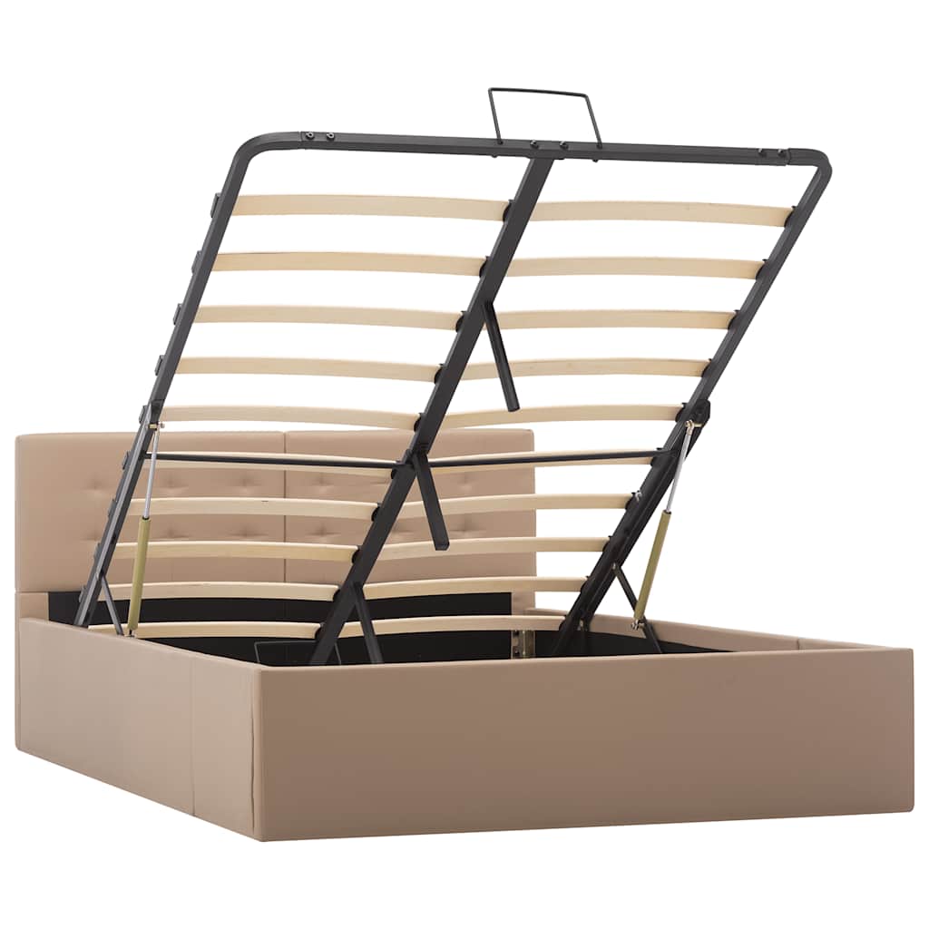 vidaXL Bedframe met opslag hydraulisch kunstleer cappuccino 120x200 cm afbeelding