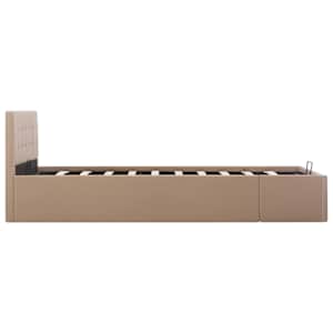 Rám postele zvedací úložiště cappuccino umělá kůže 120 x 200 cm - obrázek 5