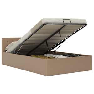 Dvižni posteljni okvir kapučino umetno usnje 140x200 cm