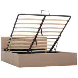 vidaXL Hydraulick&yacute; posteľn&yacute; r&aacute;m+&uacute;ložn&yacute; priestor, umel&aacute; koža 140x200 cm