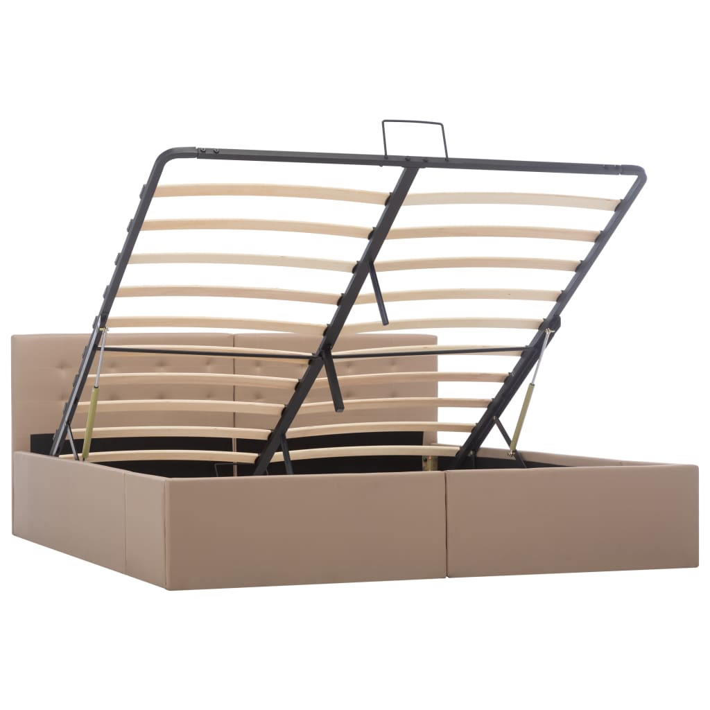 vidaXL Bedframe met opslag hydraulisch kunstleer cappuccino 160x200 cm afbeelding