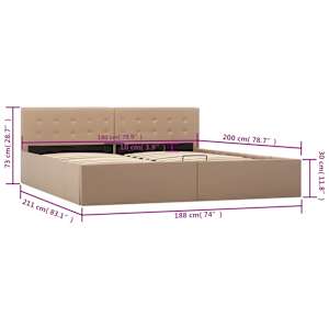 Rám postele s úložným prostorem cappuccino umělá kůže 180x200cm - obrázek 10