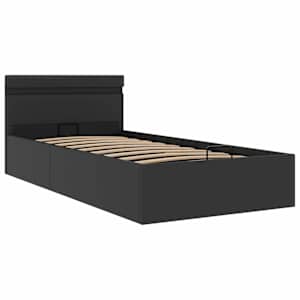 Rám postele LED s úložným prostorem černý umělá kůže 90x200 cm - obrázek 3