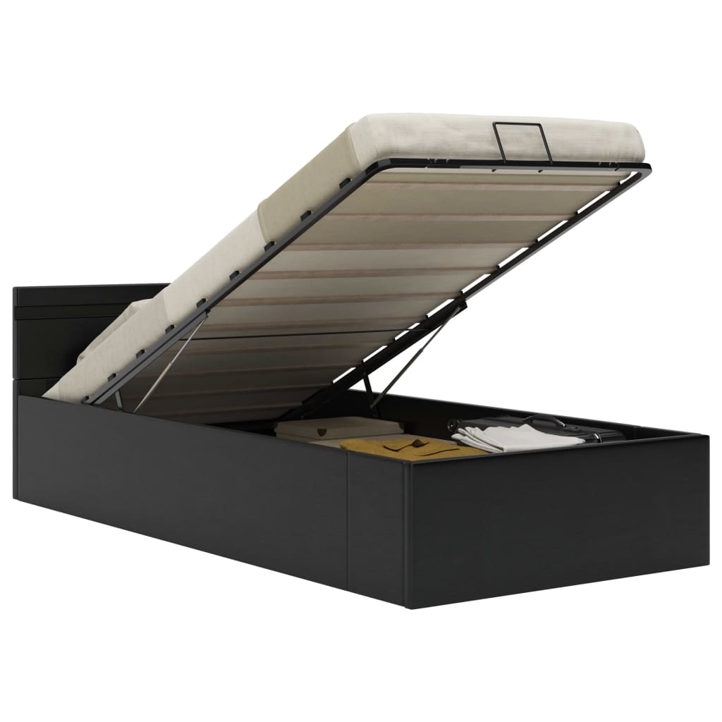 vidaXL Rama łóżka z podnośnikiem i LED, czarna, ekoskóra, 100 x 200 cm