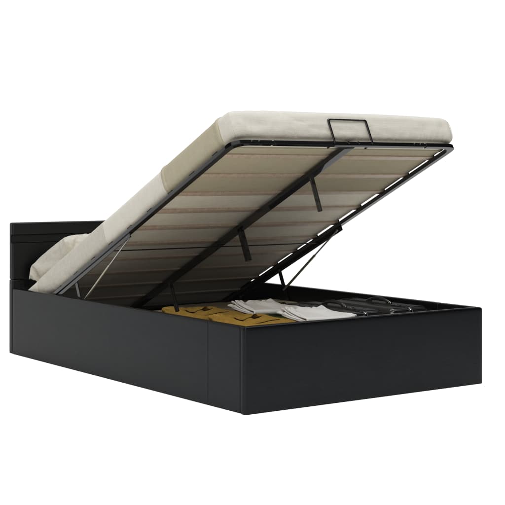 vidaXL Hidraulični okvir za krevet od umjetne kože LED crni 140x200 cm
