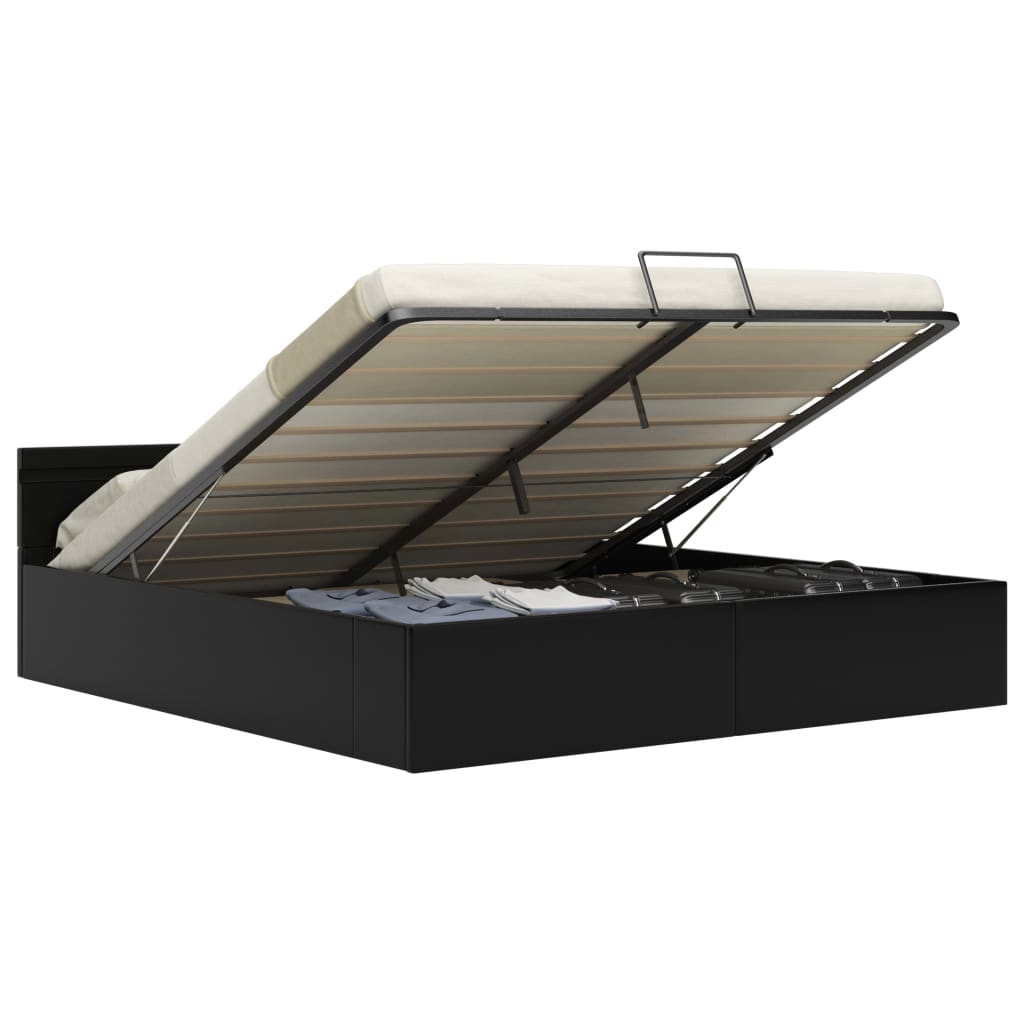 vidaXL Hidraulični okvir za krevet od umjetne kože LED crni 160x200 cm