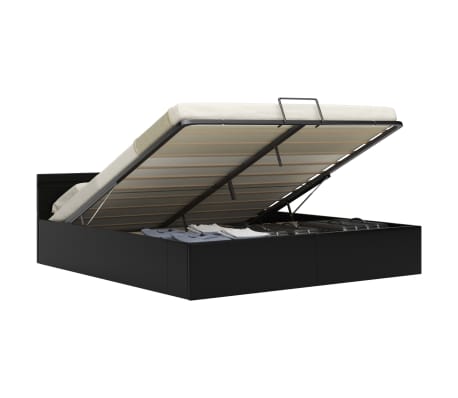 vidaXL Cadre de lit à rangement avec LED noir similicuir 160x200 cm