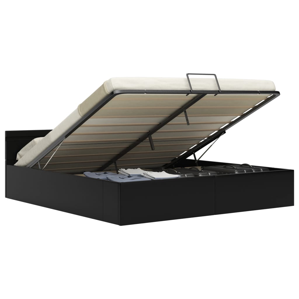 vidaXL Hidraulični okvir za krevet od umjetne kože LED crni 180x200 cm