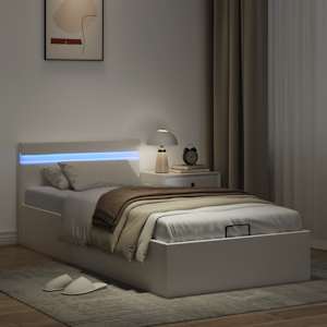 Rám postele LED s úložným prostorem bílý umělá kůže 90 x 200 cm - obrázek 5