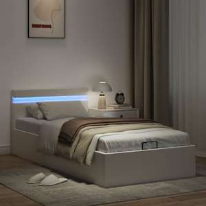 Rám postele LED s úložným prostorem bílý umělá kůže 100x200 cm - obrázek 5