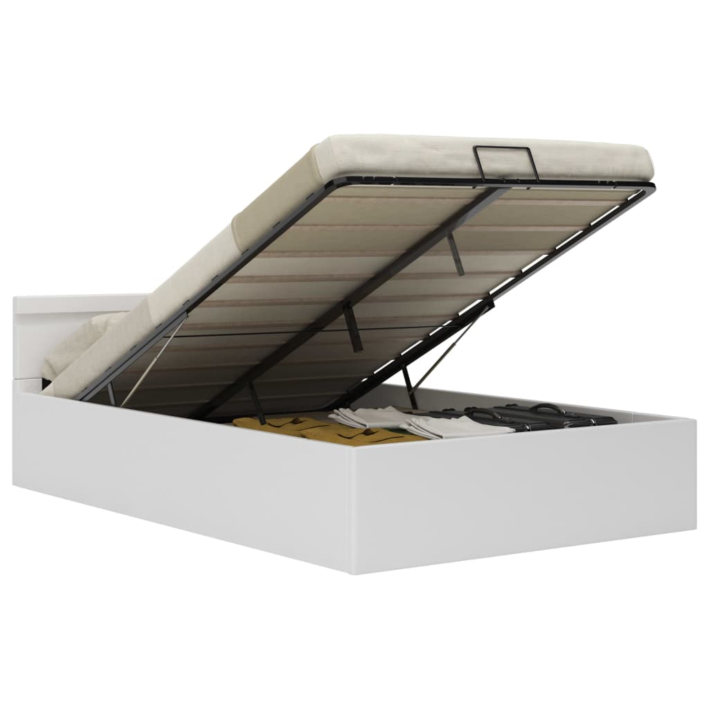 vidaXL Cadre de lit à rangement avec LED blanc similicuir 120x200 cm