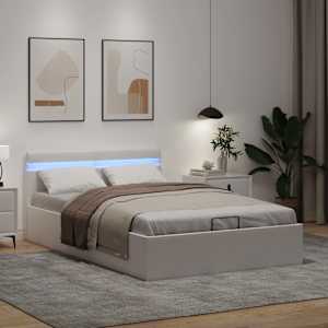 Rám postele LED s úložným prostorem bílý umělá kůže 120x200 cm - obrázek 5