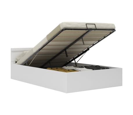 vidaXL Bett mit Bettkasten Hydraulisch LED Weiß Kunstleder 140x200 cm