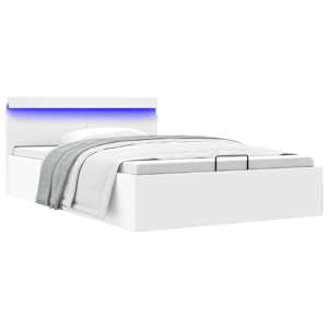 Rám postele LED s úložným prostorem bílý umělá kůže 140x200 cm - obrázek 1