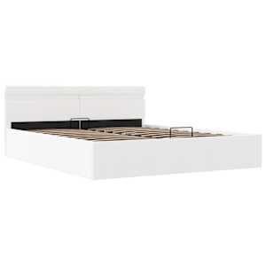 Rám postele LED s úložným prostorem bílý umělá kůže 160x200 cm - obrázek 3