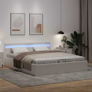 Rám postele LED s úložným prostorem bílý umělá kůže 160x200 cm - obrázek 5