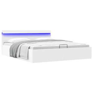 Rám postele LED s úložným prostorem bílý umělá kůže 160x200 cm - obrázek 1
