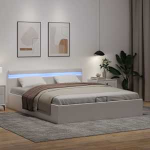 Rám postele LED s úložným prostorem bílý umělá kůže 180x200 cm - obrázek 5