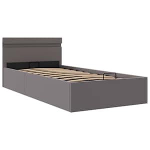 Rám postele s LED úložný prostor šedý umělá kůže 90 x 200 cm - obrázek 3
