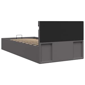 Rám postele s LED úložný prostor šedý umělá kůže 90 x 200 cm - obrázek 8