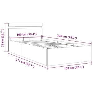 Rám postele s LED úložný prostor šedý umělá kůže 100 x 200 cm - obrázek 13