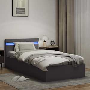 Rám postele s LED úložný prostor šedý umělá kůže 100 x 200 cm - obrázek 5