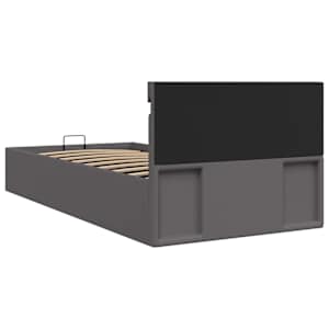 Rám postele s LED úložný prostor šedý umělá kůže 100 x 200 cm - obrázek 8