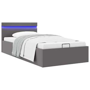 Rám postele s LED úložný prostor šedý umělá kůže 100 x 200 cm - obrázek 1