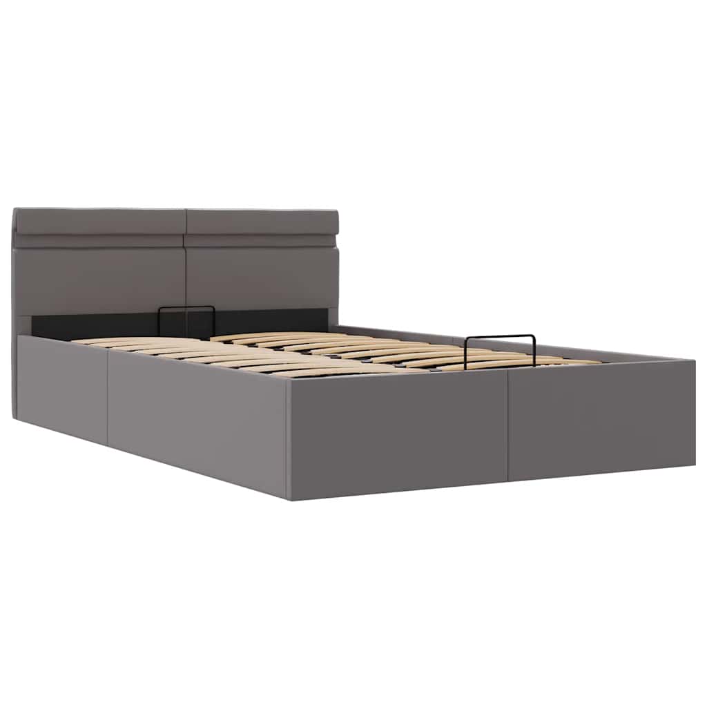 Thumbnail - vidaXL Bett mit Bettkasten Hydraulisch LED Grau Kunstleder 120x200 cm