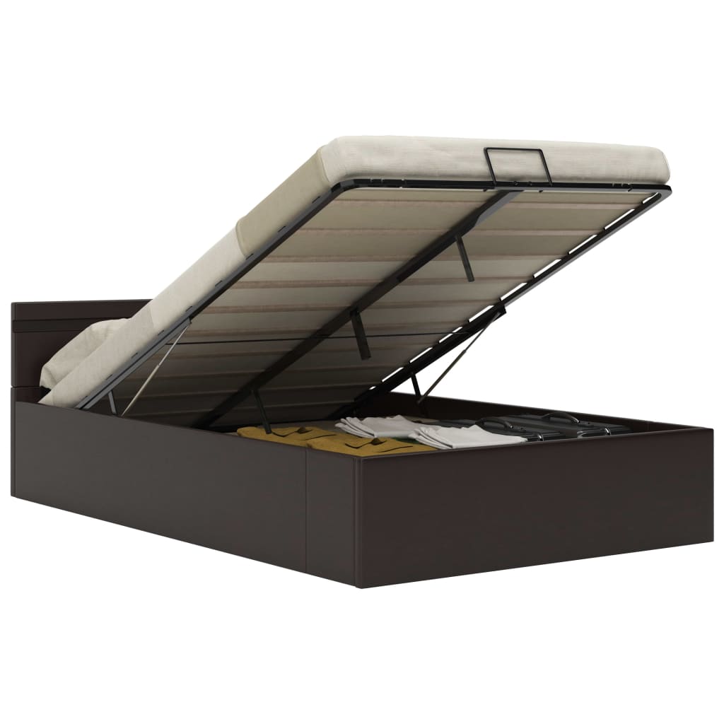 vidaXL Rám postele LED s úložným prostorem šedý umělá kůže 140x200 cm