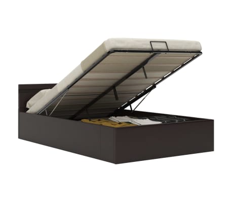 vidaXL Cama canapé hidráulica con LED cuero sintético gris 140x200 cm