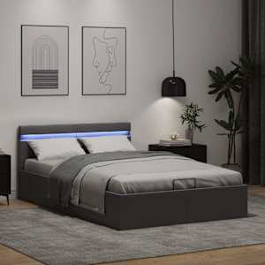 Rám postele LED s úložným prostorem šedý umělá kůže 140x200 cm - obrázek 5