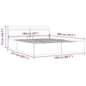 Rám postele LED s úložným prostorem šedý umělá kůže 160x200 cm - obrázek 13
