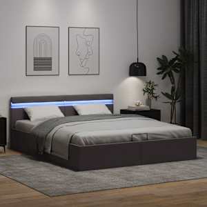 Rám postele LED s úložným prostorem šedý umělá kůže 160x200 cm - obrázek 5