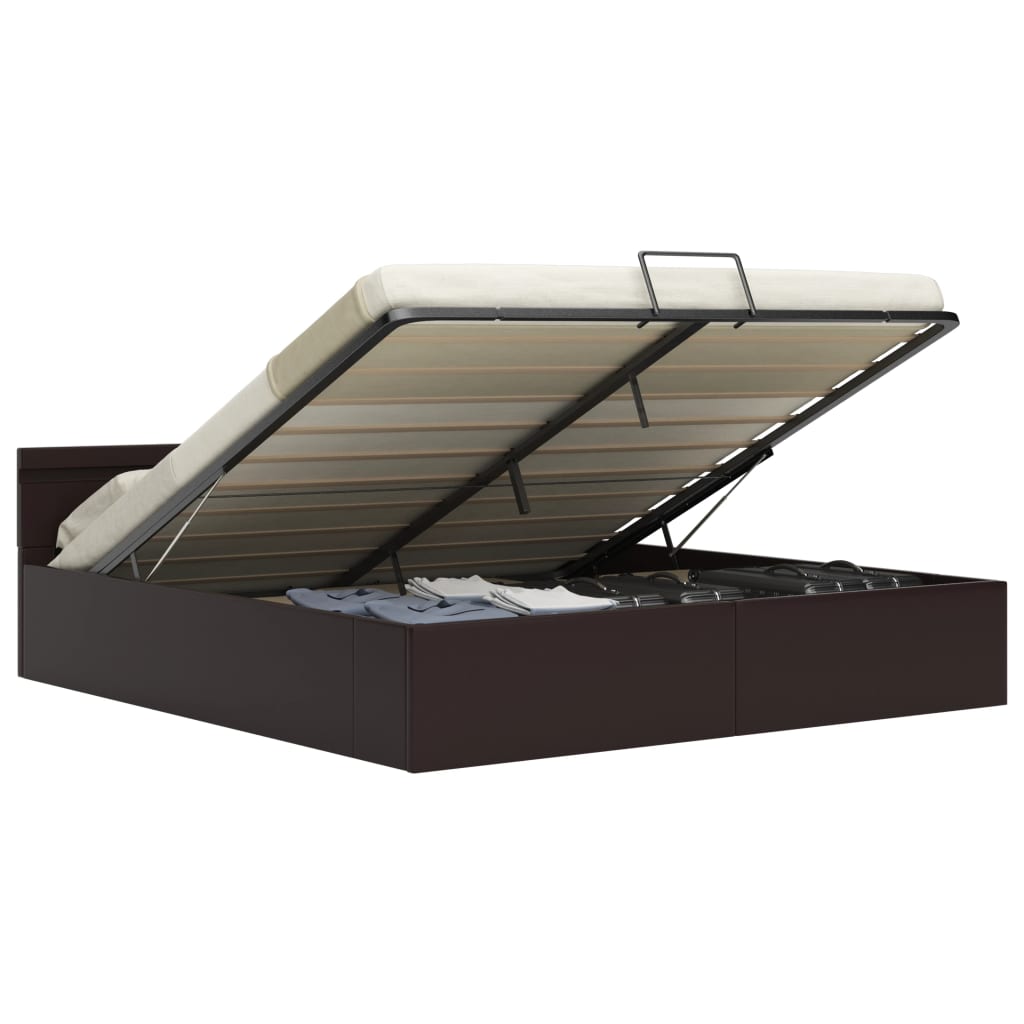 vidaXL Cadre de lit à rangement avec LED Gris Similicuir 180x200 cm