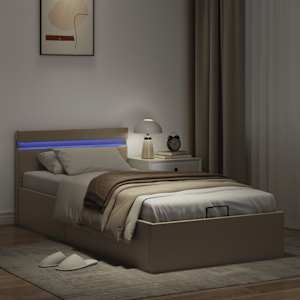 Rám postele LED úložný prostor cappuccino umělá kůže 100x200 cm - obrázek 5