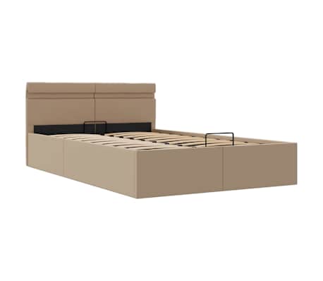 vidaXL Stauraumbett mit LED Cappuccino-Braun Kunstleder 120&times;200cm
