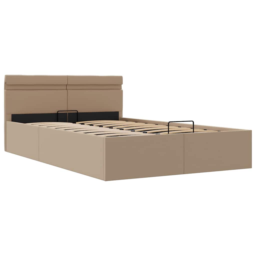 

vidaXL Bedframe met opslag en LED kunstleer cappuccino 140x200 cm