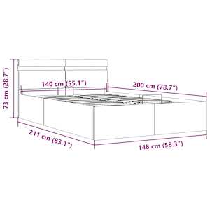 Rám postele LED úložný prostor cappuccino umělá kůže 140x200 cm - obrázek 13