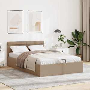 Rám postele LED úložný prostor cappuccino umělá kůže 140x200 cm - obrázek 4