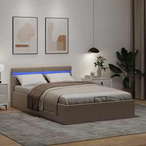Rám postele LED úložný prostor cappuccino umělá kůže 140x200 cm - obrázek 5