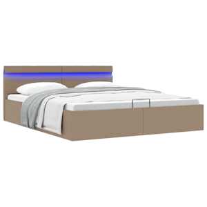 Rám postele LED úložný prostor cappuccino umělá kůže 160x200 cm - obrázek 2