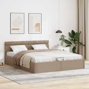 Rám postele LED úložný prostor cappuccino umělá kůže 160x200 cm - obrázek 4