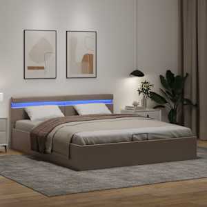 Rám postele LED úložný prostor cappuccino umělá kůže 160x200 cm - obrázek 5