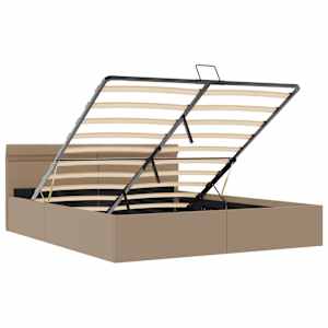 Rám postele LED úložný prostor cappuccino umělá kůže 160x200 cm - obrázek 9