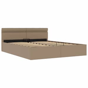 Rám postele LED úložný prostor cappuccino umělá kůže 180x200 cm - obrázek 3