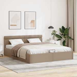 Rám postele LED úložný prostor cappuccino umělá kůže 180x200 cm - obrázek 4