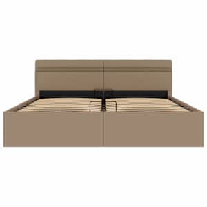 Rám postele LED úložný prostor cappuccino umělá kůže 180x200 cm - obrázek 6